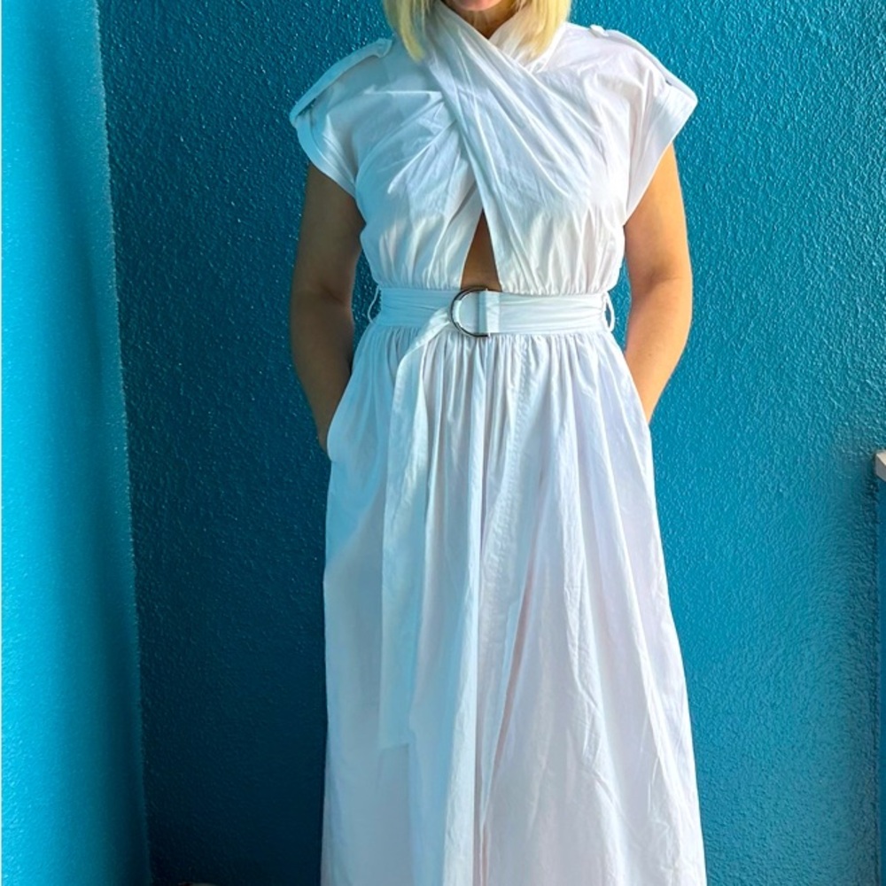Derek Lam 10 Crosby Celeste Belted Wrap Shirt Dress White Size 6